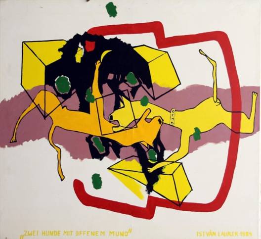 1984 Zwei Hunde mit offenem Mund.JPG